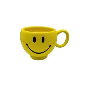 Bright Yellow Smile Happy Face Retro Style Happy Face Oversized Coffee Mug 12 oz